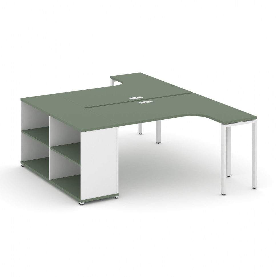 Concept Рабочая станция с опорным стеллажом CN.DSA-201 Кобо/Белый Бриллиант/Металл Белый 1800*1480*7