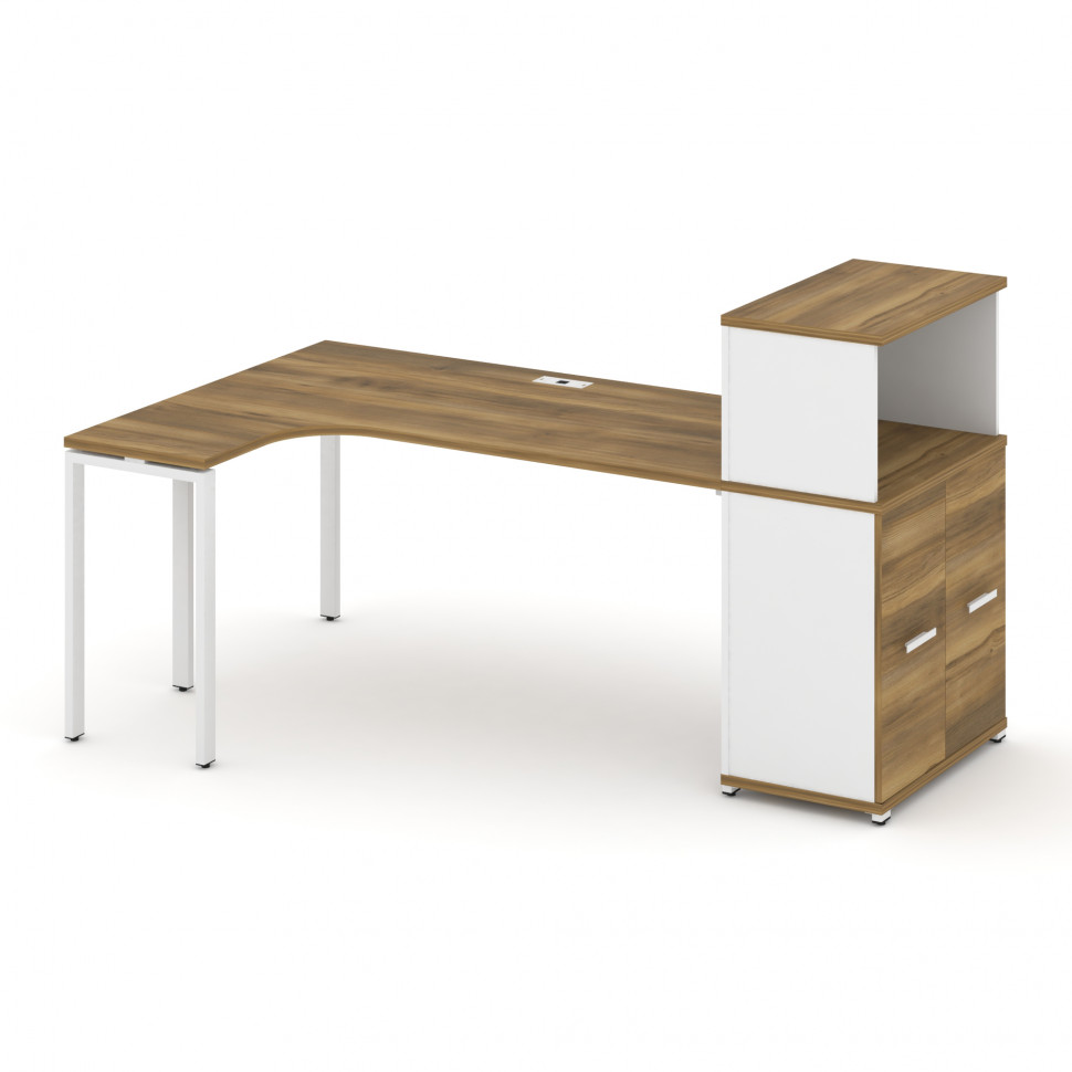 Concept Стол эргономичный с опорным распаш. шкафом с надставкой низ. CN.SA-214(L) W Сандал Янтарный Concept Стол эргономичный с опорным распаш. шкафом с надставкой низ. CN.SA-214(L) W Сандал Янтарный