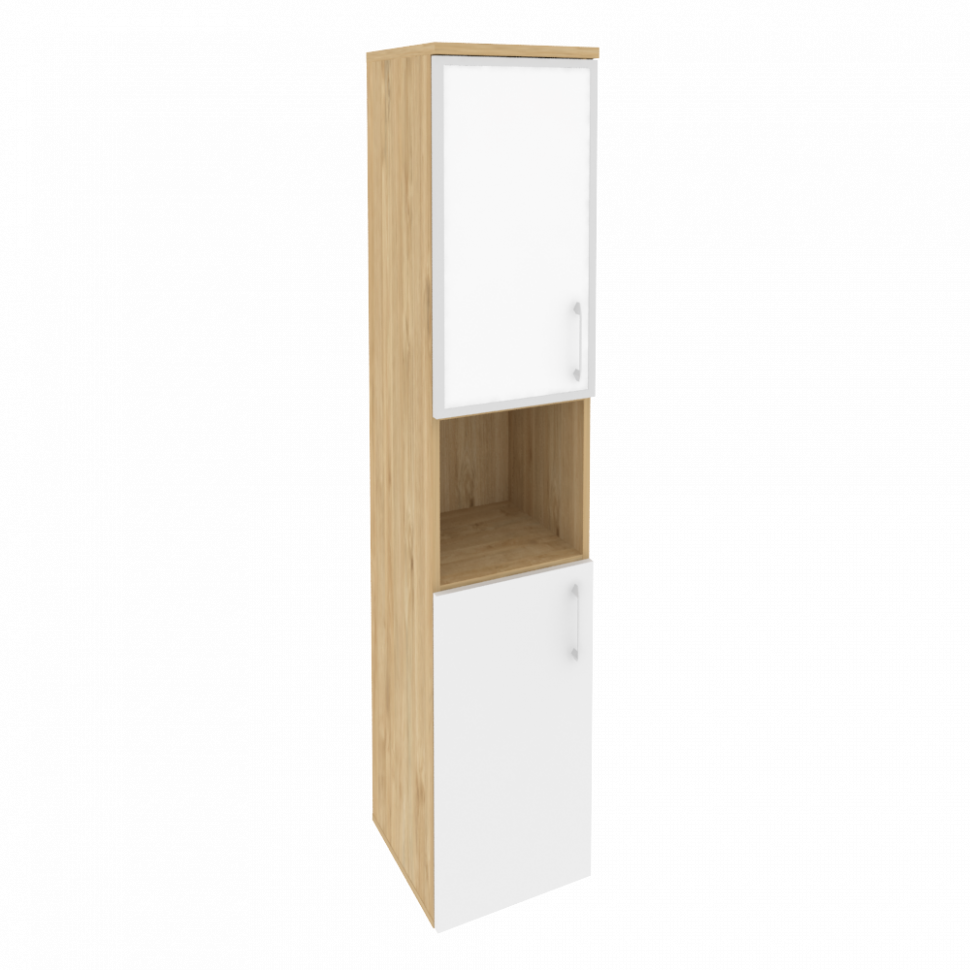 Onix Шкаф высокий узкий левый O.SU-1.4 R (L) white Тиквуд Светлый/Белый Бриллиант/Стекло White 400*4