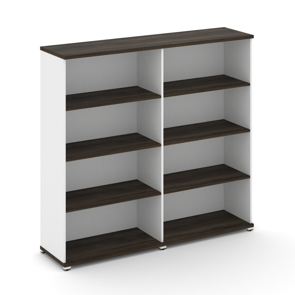 Concept Стеллаж 2 широкие секции, 4 ниши CN.STS-420 Дуб Мали/Белый Бриллиант/Металл Белый 1668*420*1