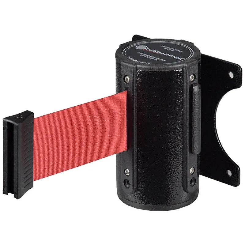 Столбик ограждения TEH_Настенный блок окрашенный с вытяж.лентой 5м красный