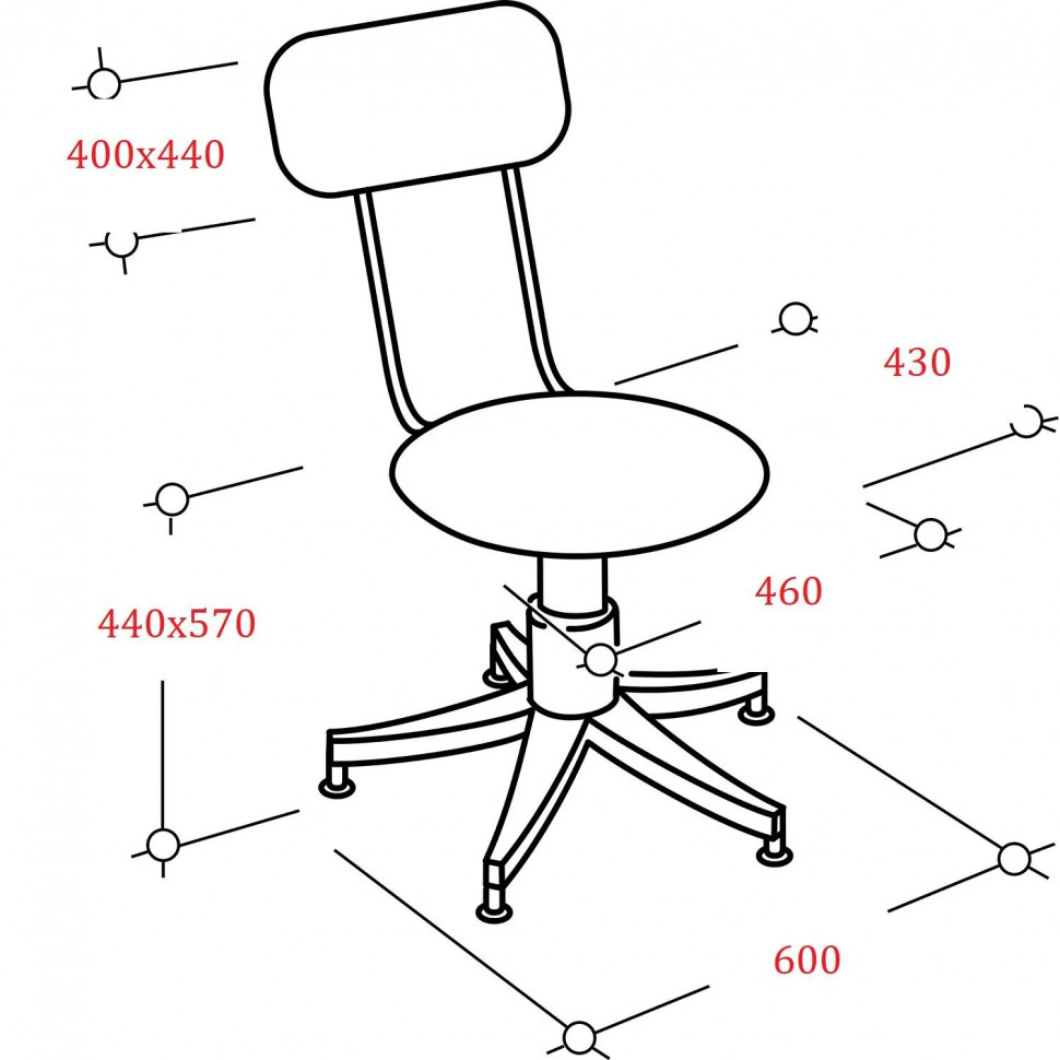 Кресло лабораторное UN_Vito gtsN3 полиур. черн. без подл., крест. пласт.