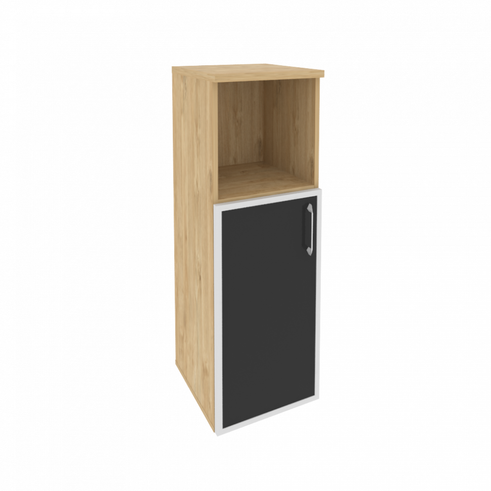 Onix Шкаф средний узкий левый O.SU-2.2 R (L) black Тиквуд Светлый/Стекло Black 400*420*1207