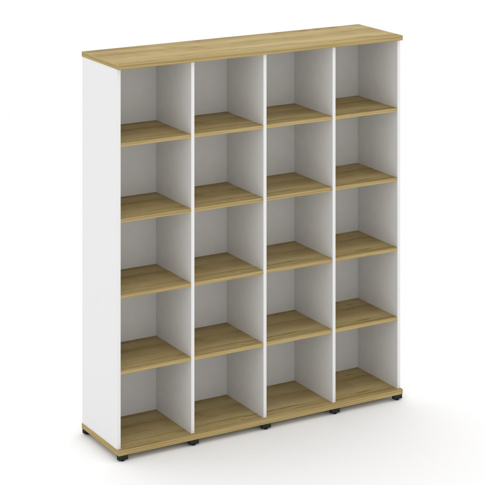 Concept Стеллаж 4 узкие секции, 5 ниш CN.STU-540 Дуб Винченцо/Белый Бриллиант/Металл Черный 1668*420