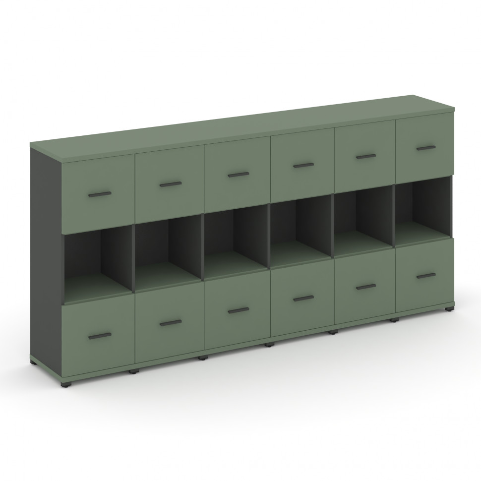 Concept Шкаф 6 узких секций, 3 ниши CN.STU-365 A Кобо/Антрацит/Металл Антрацит 2500*420*1186