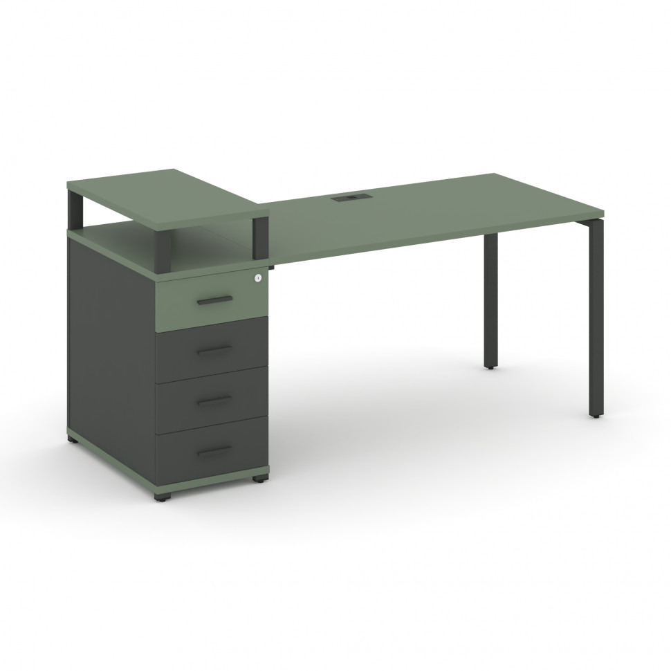 Concept Стол рабочий с 1 опорной тумбой CN.SP-410 A Кобо/Антрацит/Металл Антрацит 1600*720*917 Concept Стол рабочий с 1 опорной тумбой CN.SP-410 A Кобо/Антрацит/Металл Антрацит 1600*720*917