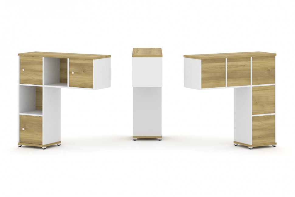 Concept Надставка низкая CN.ONN-002 Дуб Винченцо/Белый Бриллиант/Металл Белый 1099*365*1130