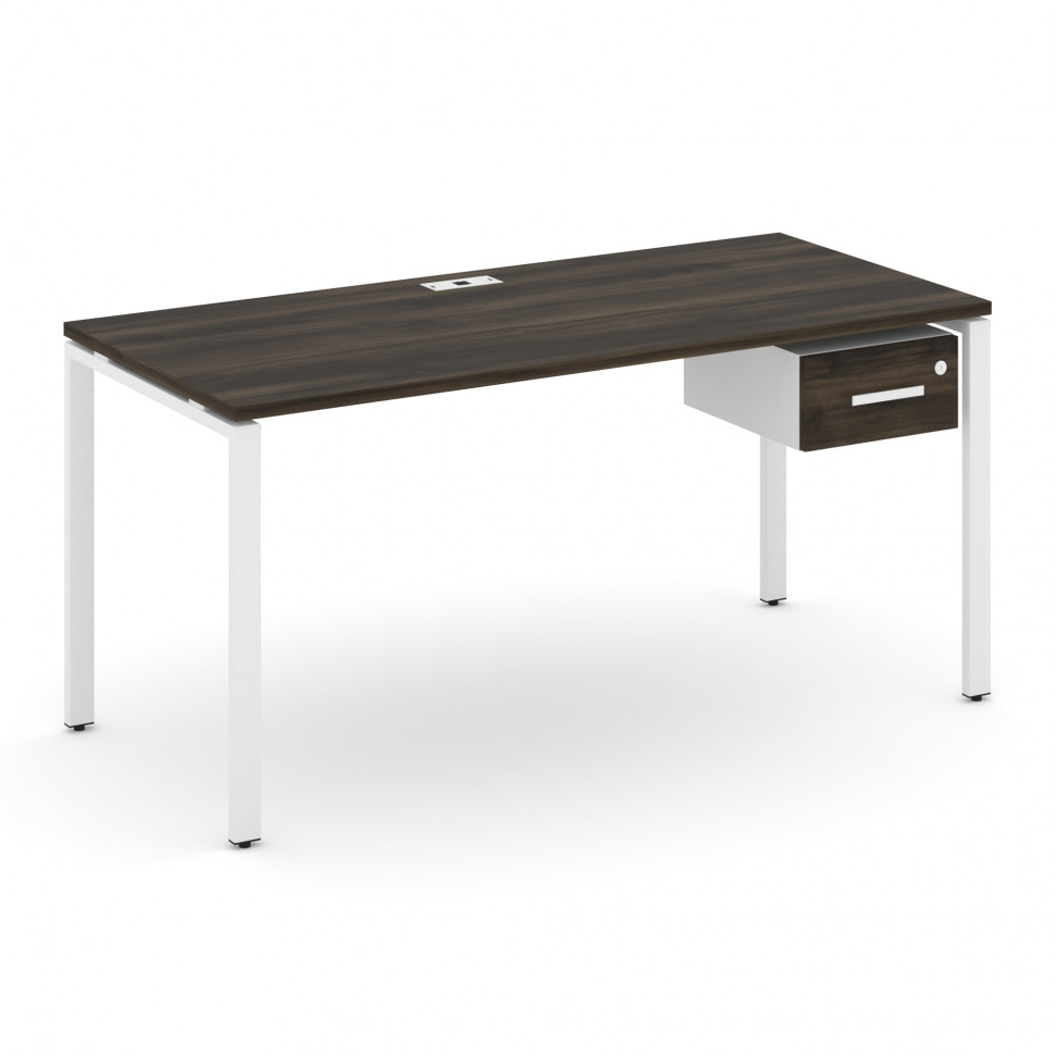 Concept Стол рабочий с подвесной тумбой с одним ящ. CN.SP-112 W Дуб Мали/Белый Бриллиант/Металл Белы