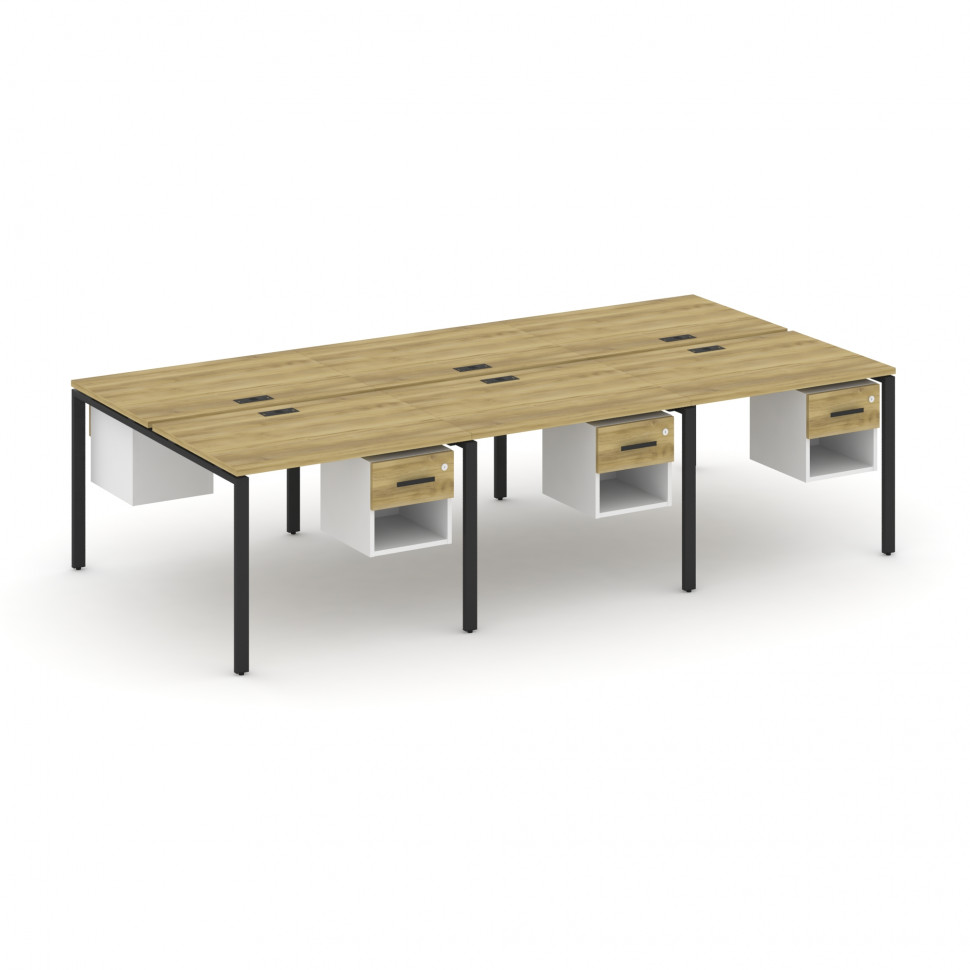Concept Рабочая станция двухсторонняя с подвес. тумбами на 6 мест CN.DRS-157 B Дуб Винченцо/Белый Бр