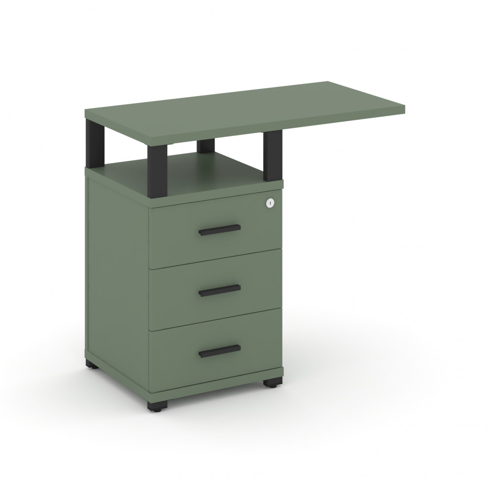 Concept Тумба приставная узкая 3 ящ. со свесом. с надставкой широкой CN.TUS-002 B Кобо/Металл Черный