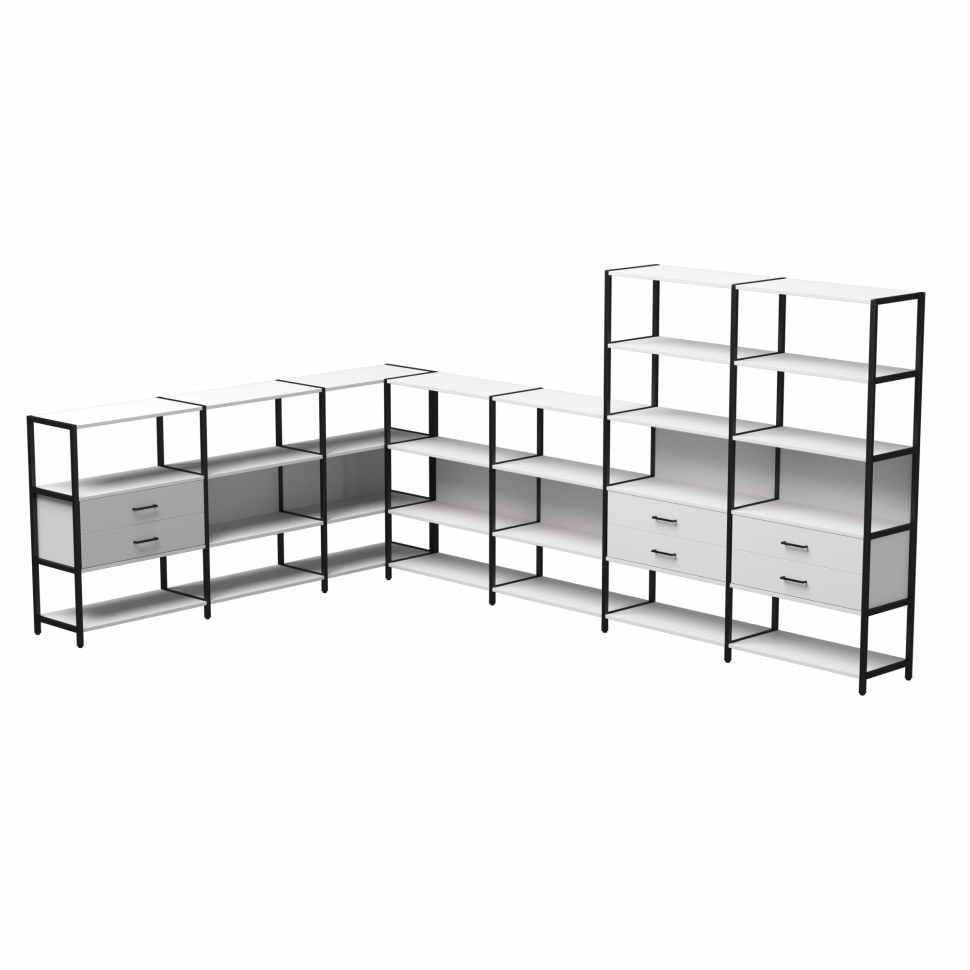 Набор стеллажных систем №19 Everprof EVO (ЭВО) 2440x3630x1840 Белый/Черный