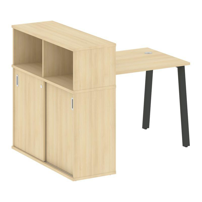 Metal System Стол письменный с шкафом-купе на А-образном м/к БА.РС-СШК-3.1 Т Акация Лорка/Металл Ант Metal System Стол письменный с шкафом-купе на А-образном м/к БА.РС-СШК-3.1 Т Акация Лорка/Металл Ант