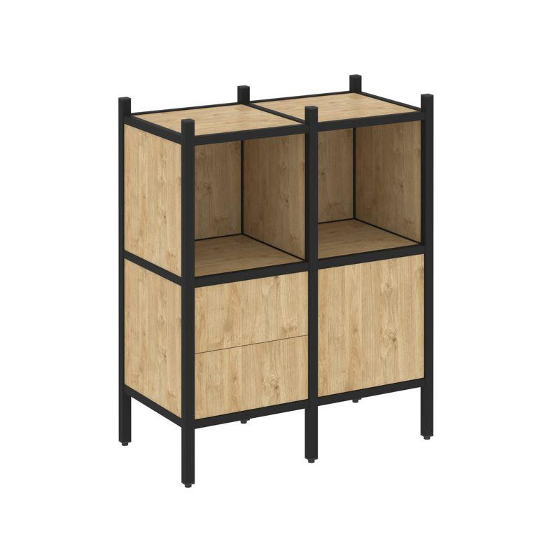 Loft Прямой стеллаж VR.L-02 Тиквуд Светлый/Металл Черный 862*446*1047 Loft Прямой стеллаж VR.L-02 Тиквуд Светлый/Металл Черный 862*446*1047