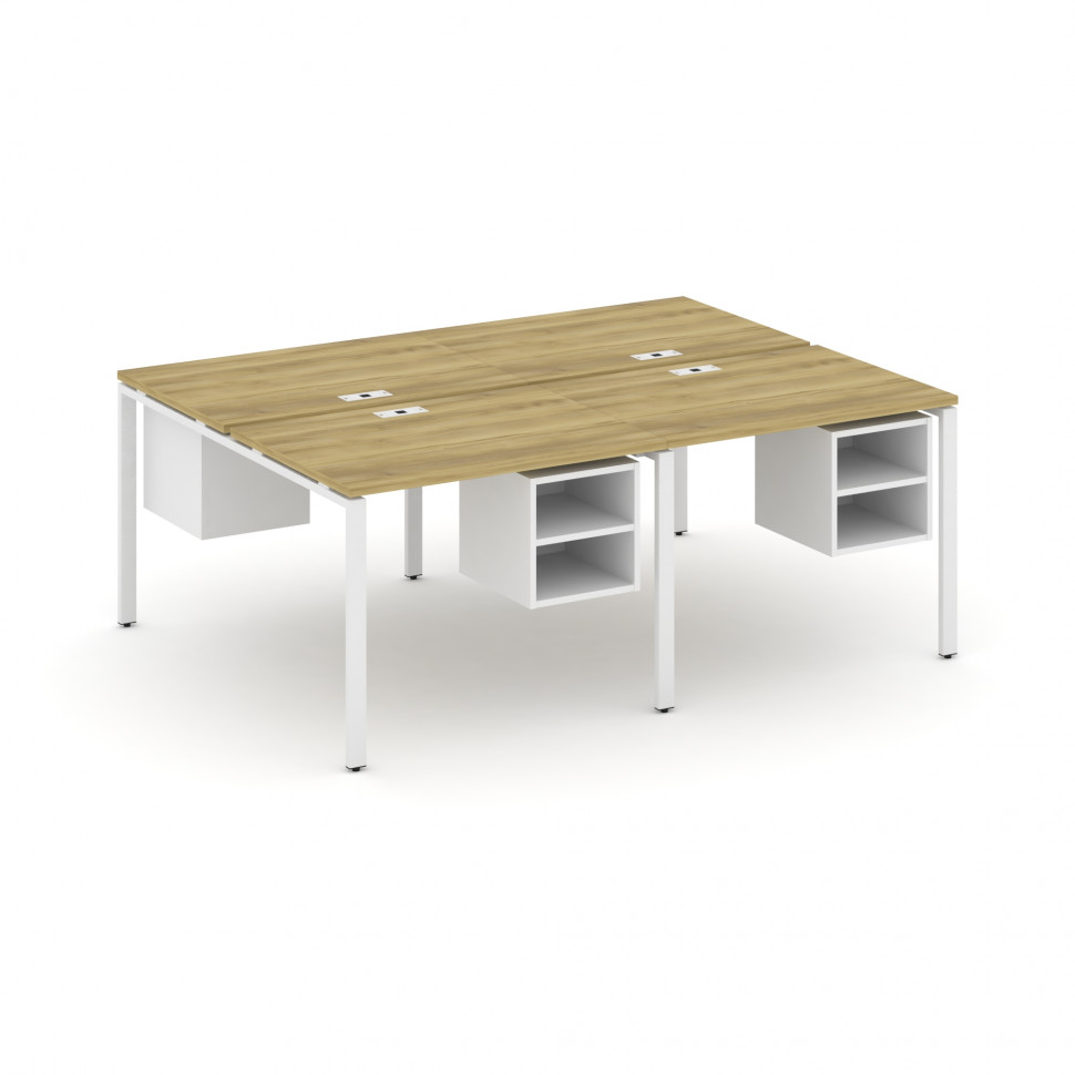 Concept Рабочая станция двухсторонняя с подвесными тумбами на 4 места CN.DRS-125 Дуб Винченцо/Белый