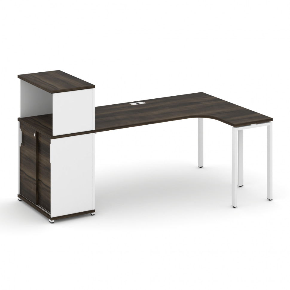Concept Стол эргономичный с опорным шкафом-купе с надставкой низ. CN.SA-220(R) W Дуб Мали/Белый Бри Concept Стол эргономичный с опорным шкафом-купе с надставкой низ. CN.SA-220(R) W Дуб Мали/Белый Бри