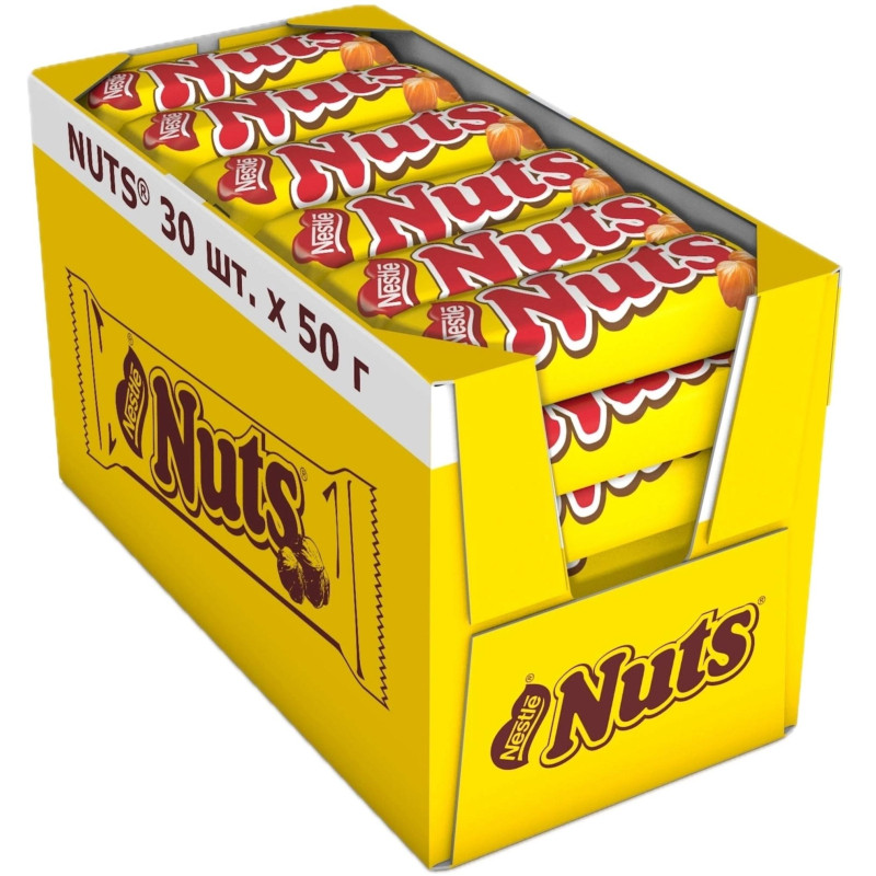 Шоколадный батончик  Nuts, 50гх30шт/уп