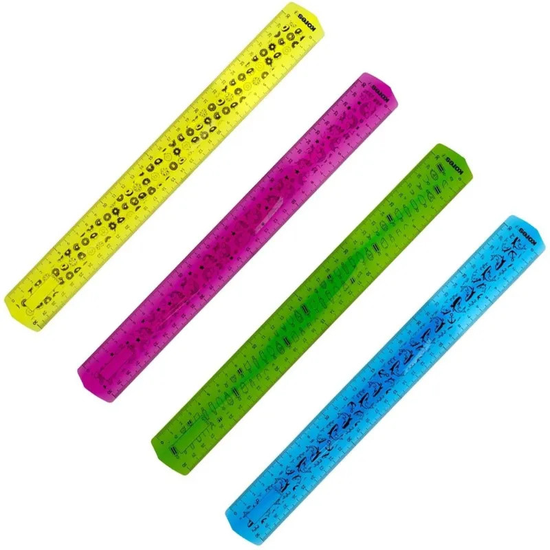 Линейка 30см Kores пластиковая повышенной гибкости цвет ассорти 42160