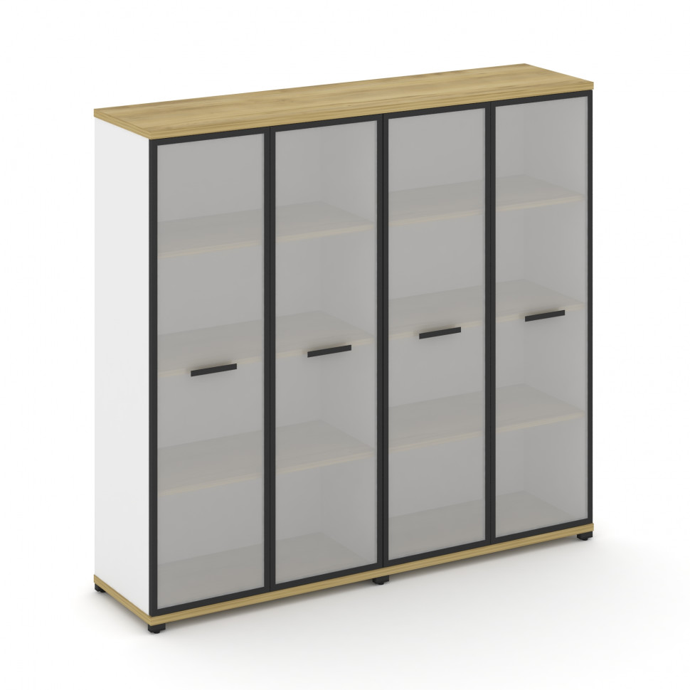 Concept Шкаф 2 широкие секции, 4 ниши CN.STS-426 RMB B Дуб Винченцо/Белый Бриллиант/Металл Черный/Са
