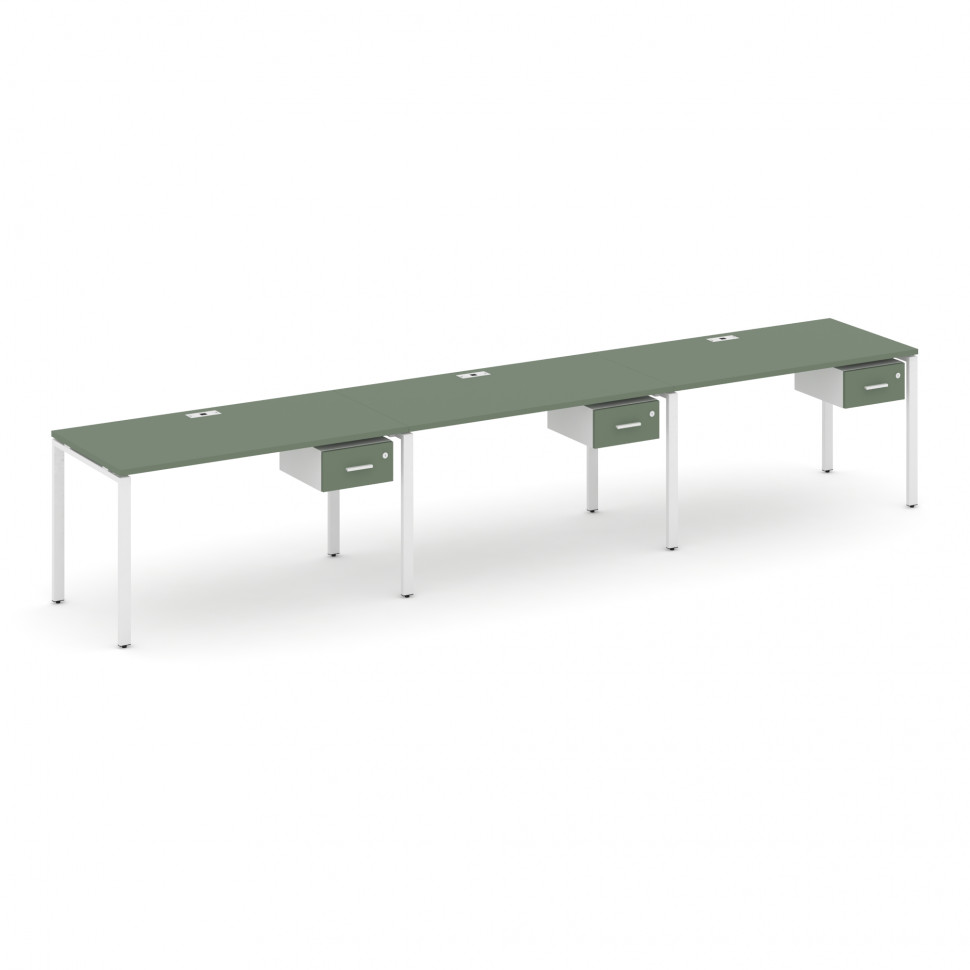 Concept Рабочая станция односторонняя с подвес. тумбами 3 места CN.ORS-131 W Кобо/Белый Бриллиант/Ме