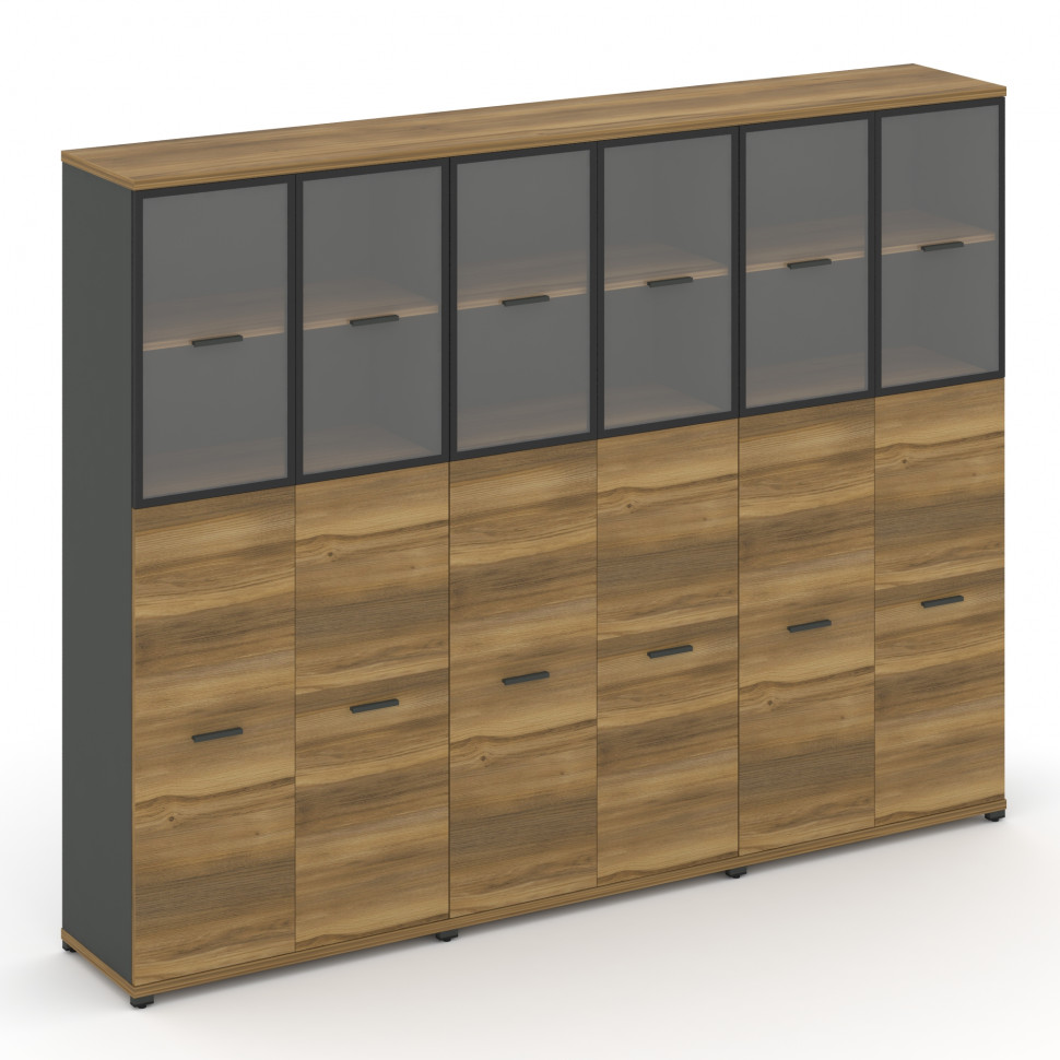 Concept Шкаф 3 широкие секции, 5 ниш CN.STS-535 RPB A Сандал Янтарный/Антрацит/Металл Антрацит/Прозр