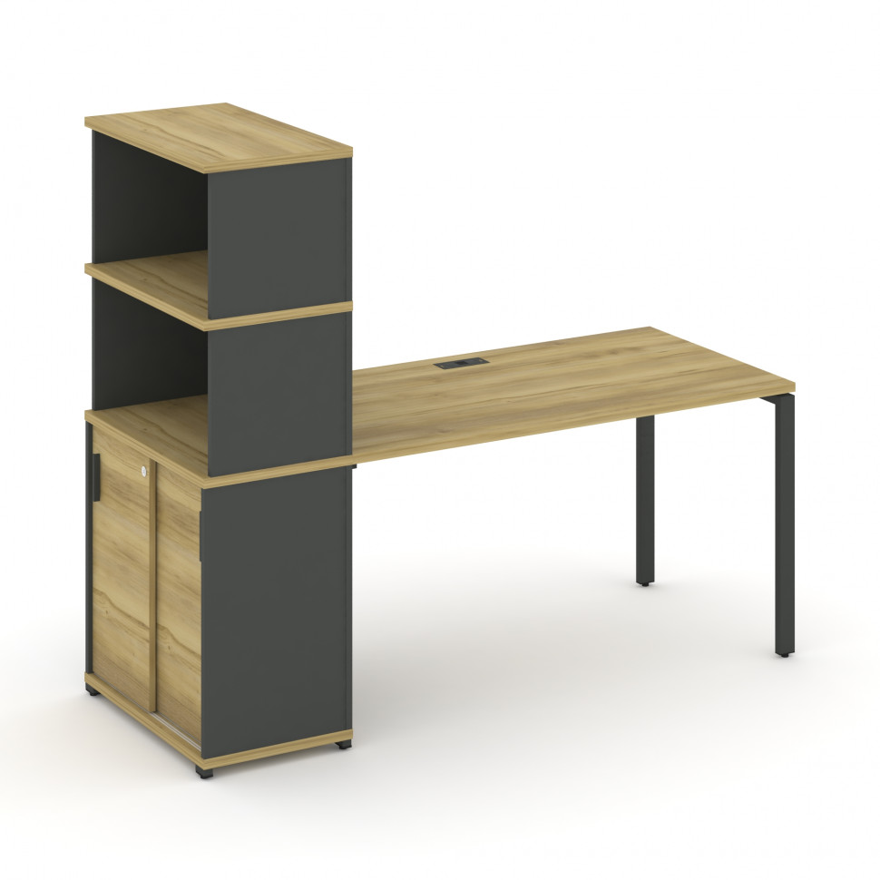 Concept Стол рабочий с опорным шкафом-купе с надставкой выс. CN.SP-242 A Дуб Винченцо/Антрацит/Метал Concept Стол рабочий с опорным шкафом-купе с надставкой выс. CN.SP-242 A Дуб Винченцо/Антрацит/Метал