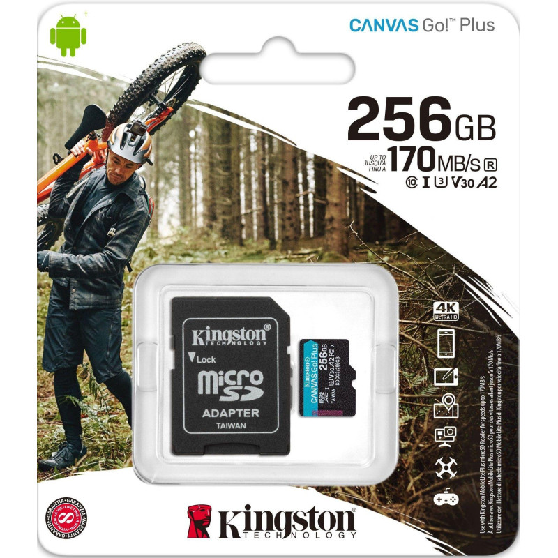 Карта памяти Kingston Canvas Go! Plus microSDXC UHS-I Cl10 +ад, SDCG3/256Gb