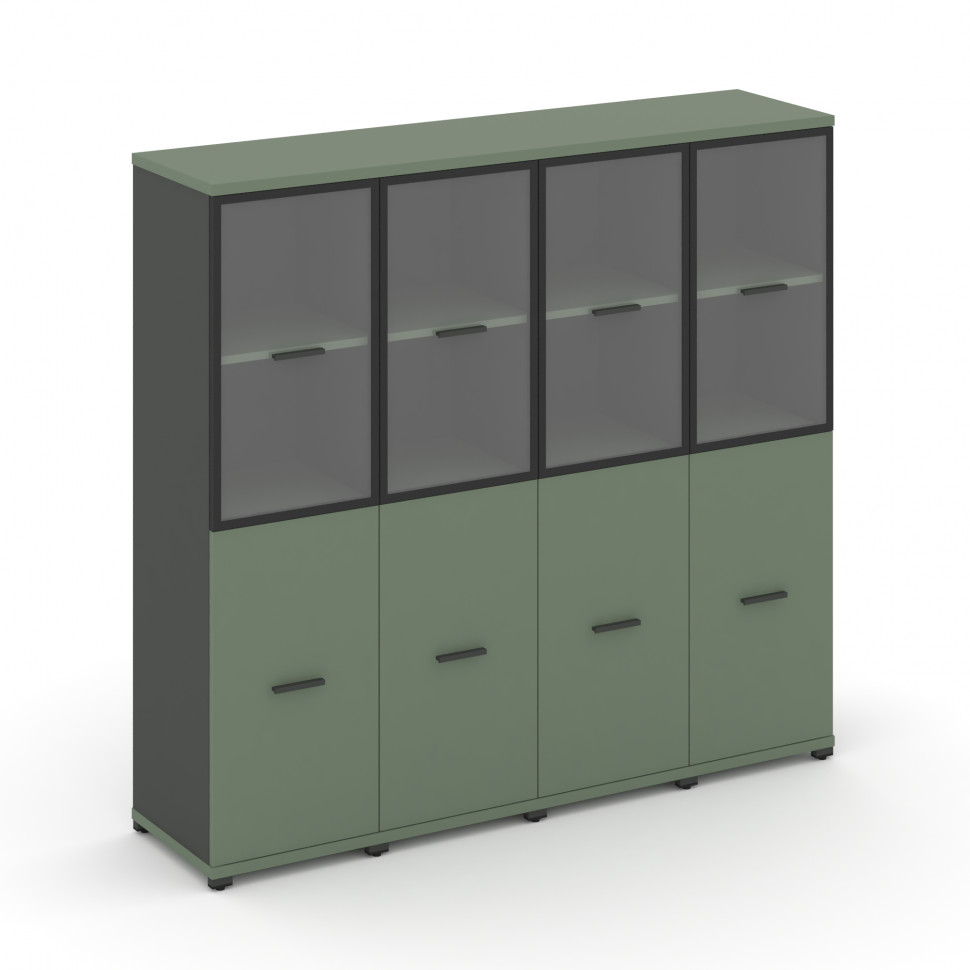 Concept Шкаф 4 узкие секции, 4 ниши CN.STU-442 RPB A Кобо/Антрацит/Металл Антрацит/Прозрачный 1668*4