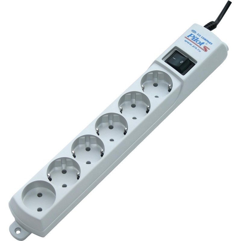 Сетевой фильтр PILOT-S (6/5м/10А/80Дж/белый)