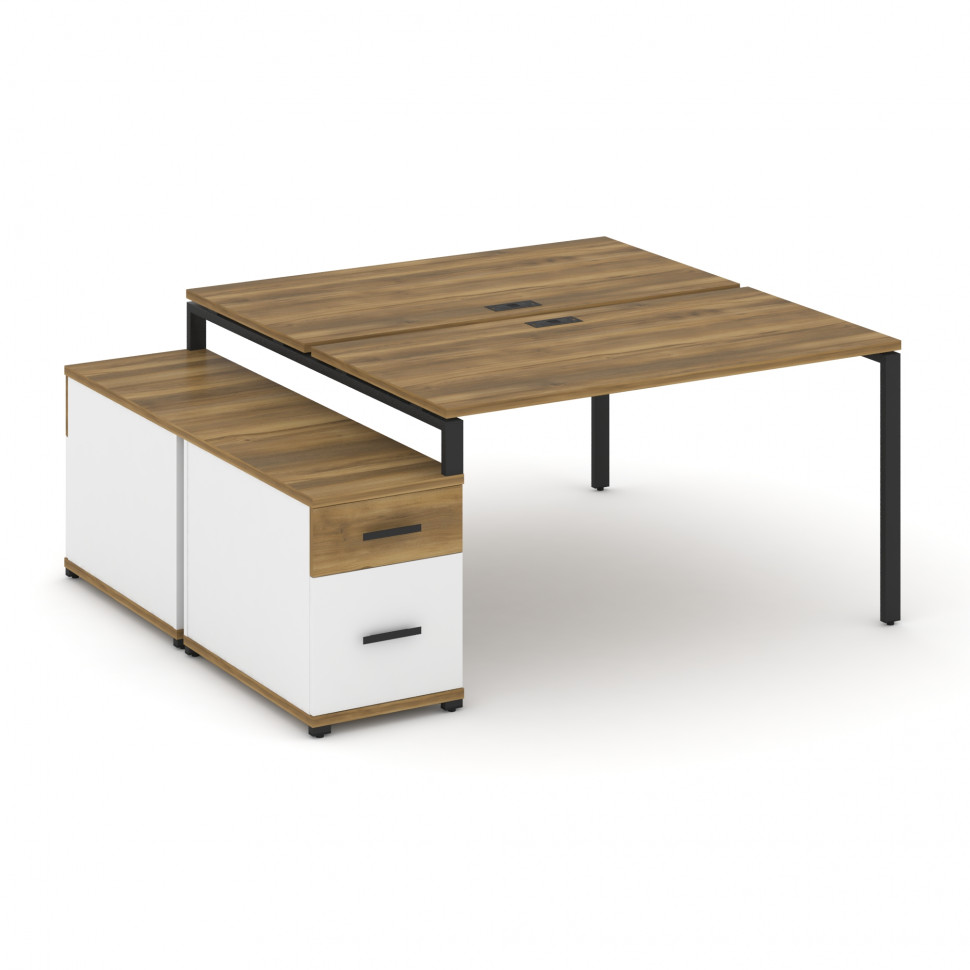 Concept Рабочая станция 2 места с двухсторонней опорной тумбой CN.DRS-307 B Сандал Янтарный/Белый Бр