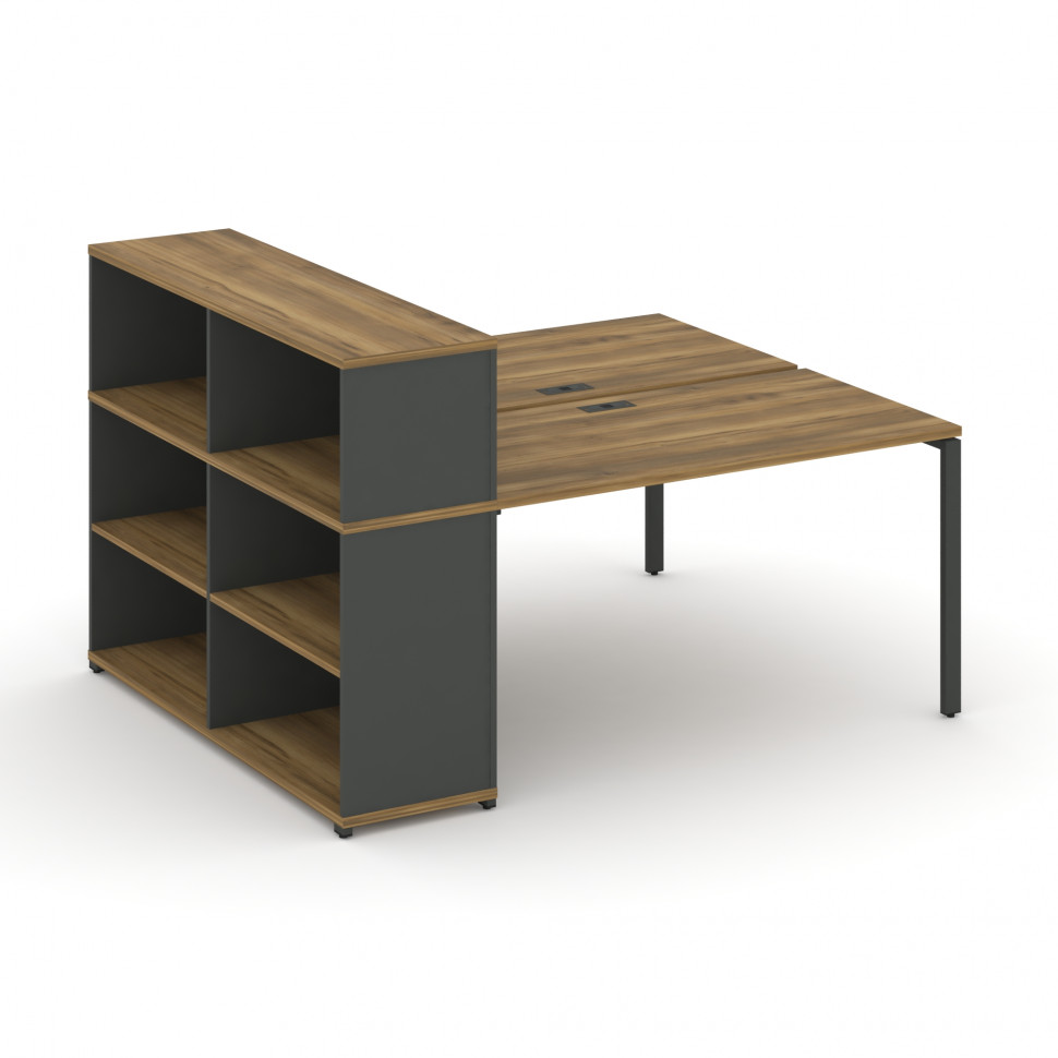 Concept Рабочая станция с опорным стеллажом с надставкой низ. CN.DRS-210 Сандал Янтарный/Антрацит/Ме