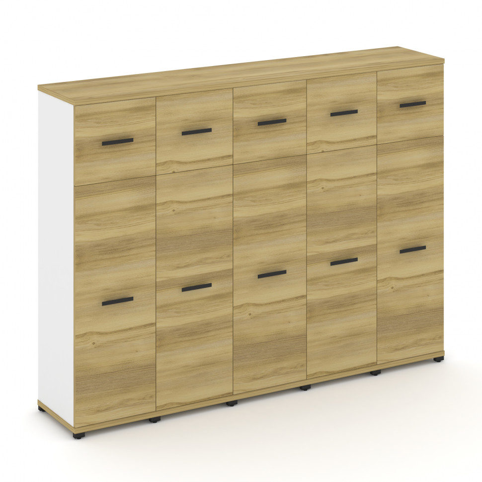 Concept Шкаф 5 узких секций, 4 ниши CN.STU-454 B Дуб Винченцо/Белый Бриллиант/Металл Черный 2084*420