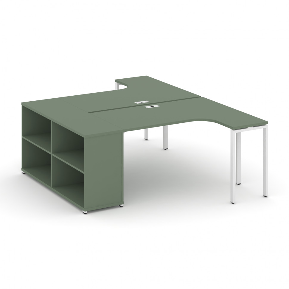 Concept Рабочая станция с опорным стеллажом CN.DSA-202 Кобо/Металл Белый 2000*1480*750