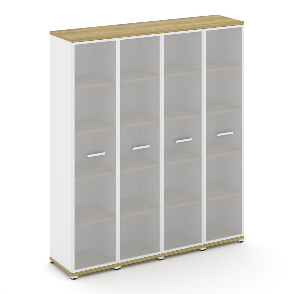 Concept Шкаф 4 узкие секции, 5 ниш CN.STU-548 RMW W Дуб Винченцо/Белый Бриллиант/Металл Белый/Сатин