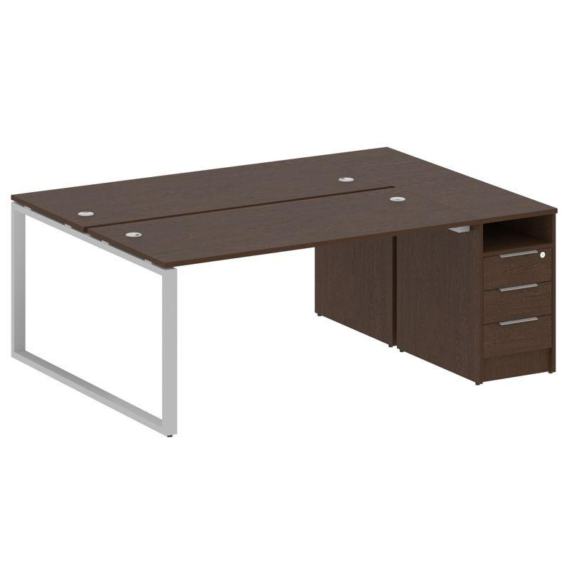 Metal System Рабочая станция с тумбой на О-образном м/к БО.РС-СТП-2.4 Венге Цаво/Металл Серый 2012*1