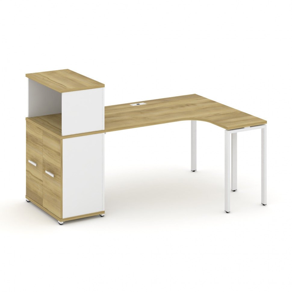Concept Стол эргономичный с опорным распаш. шкафом с надставкой низ. CN.SA-213(R) W Дуб Винченцо/Бе Concept Стол эргономичный с опорным распаш. шкафом с надставкой низ. CN.SA-213(R) W Дуб Винченцо/Бе