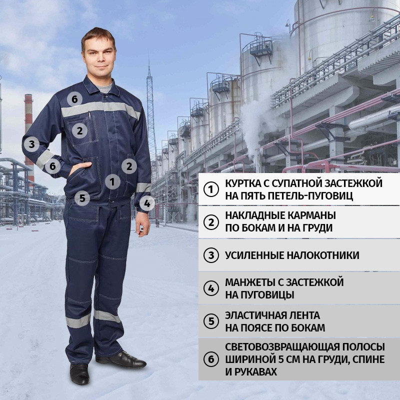 Костюм рабочий летний муж. л22-КПК т.син. (р.52-54) 170-176