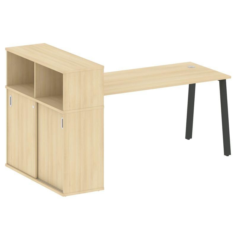 Metal System Стол письменный с шкафом-купе на А-образном м/к БА.РС-СШК-3.4 Т Акация Лорка/Металл Ант Metal System Стол письменный с шкафом-купе на А-образном м/к БА.РС-СШК-3.4 Т Акация Лорка/Металл Ант