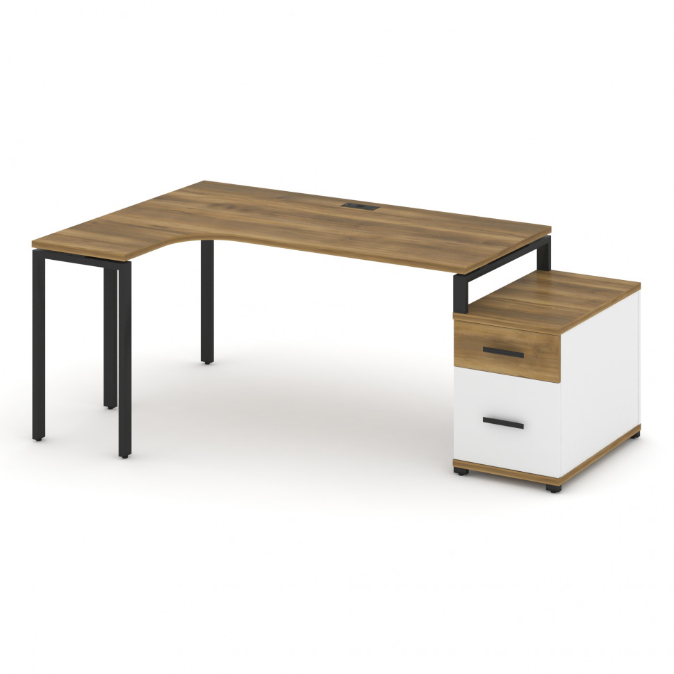 Concept Стол эргономичный с опорной тумбой CN.SA-304(L) B Сандал Янтарный/Белый Бриллиант/Металл Чер Concept Стол эргономичный с опорной тумбой CN.SA-304(L) B Сандал Янтарный/Белый Бриллиант/Металл Чер