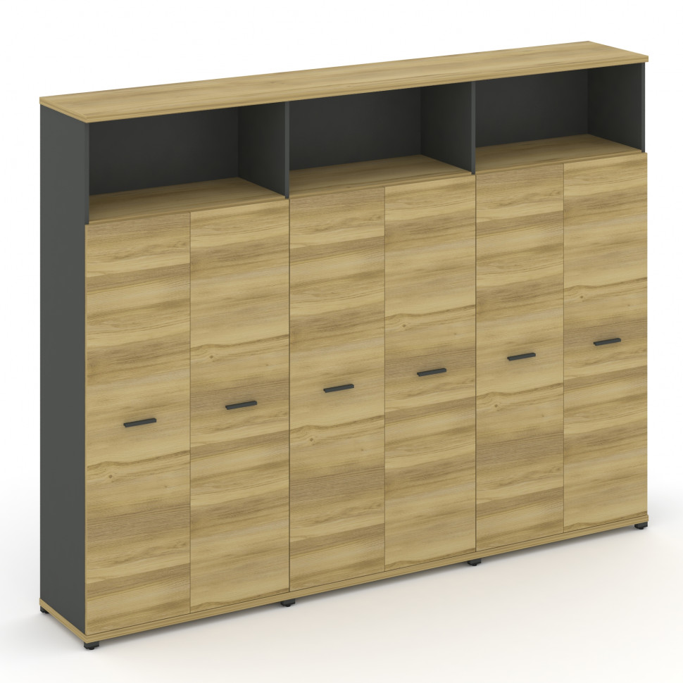 Concept Шкаф 3 широкие секции, 5 ниш CN.STS-536 A Дуб Винченцо/Антрацит/Металл Антрацит 2500*420*192