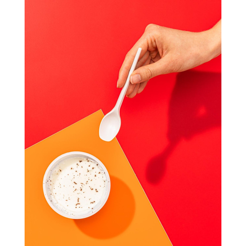 Ложка одноразовая чайная  125мм, белая, КОМУС ПС 100 шт/уп