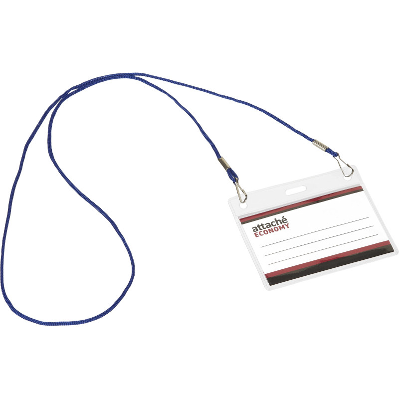 Бейдж Attache Economy 78x96 150мкм,шнур.2заж 45см син, вкладыш 60x90 5шт/уп