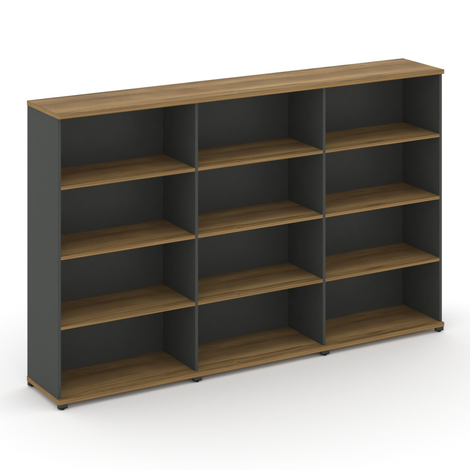 Concept Стеллаж 3 широкие секции, 4 ниши CN.STS-430 Сандал Янтарный/Антрацит/Металл Антрацит 2500*42