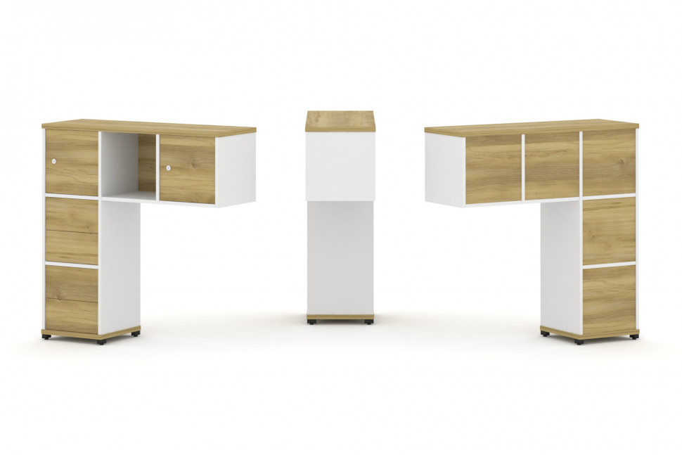 Concept Надставка низкая CN.ONN-004 Дуб Винченцо/Белый Бриллиант/Металл Черный 1099*365*1130