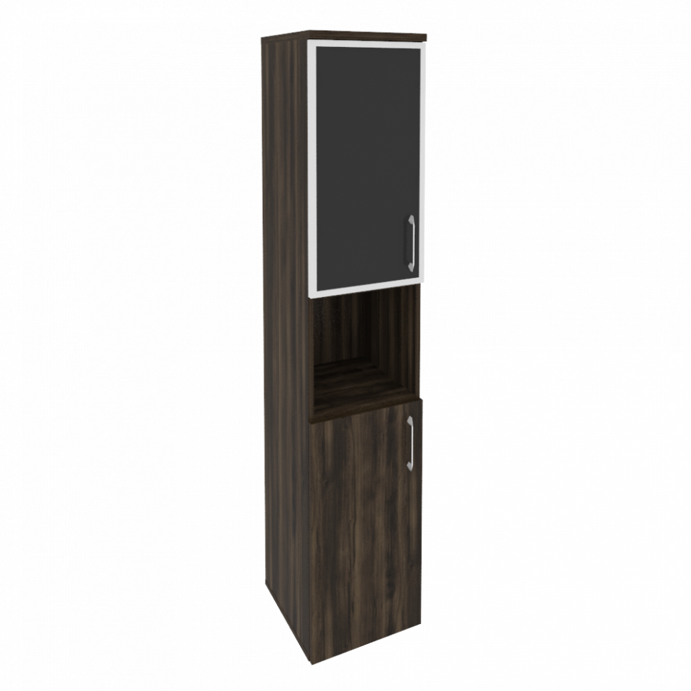 Onix Шкаф высокий узкий левый O.SU-1.4 R (L) black Дуб Мали/Стекло Black 400*420*1977