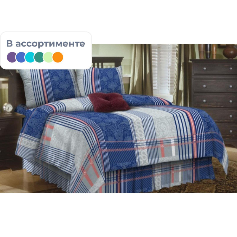 Постельное белье 1,5сп набивн.бязь 120г/м2 (нав.70х70 1шт.), микс
