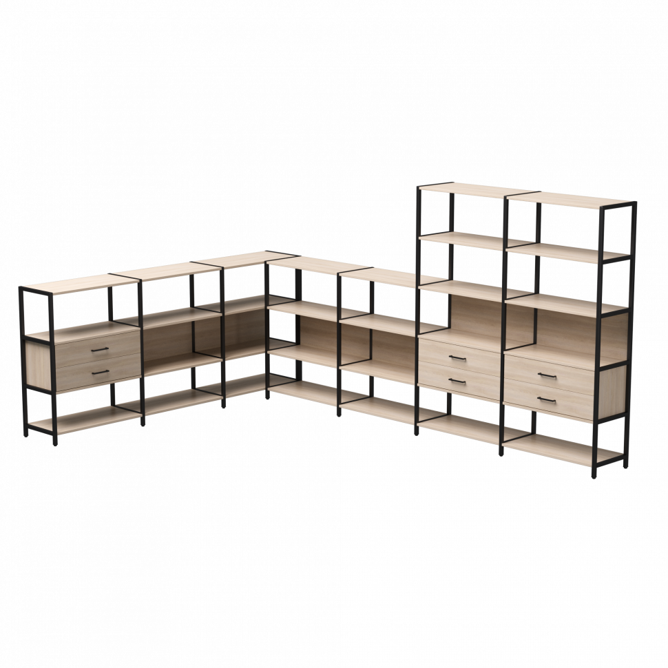 Набор стеллажных систем №19 Everprof EVO (ЭВО) 2440x3630x1840 Дуб Соната/Черный