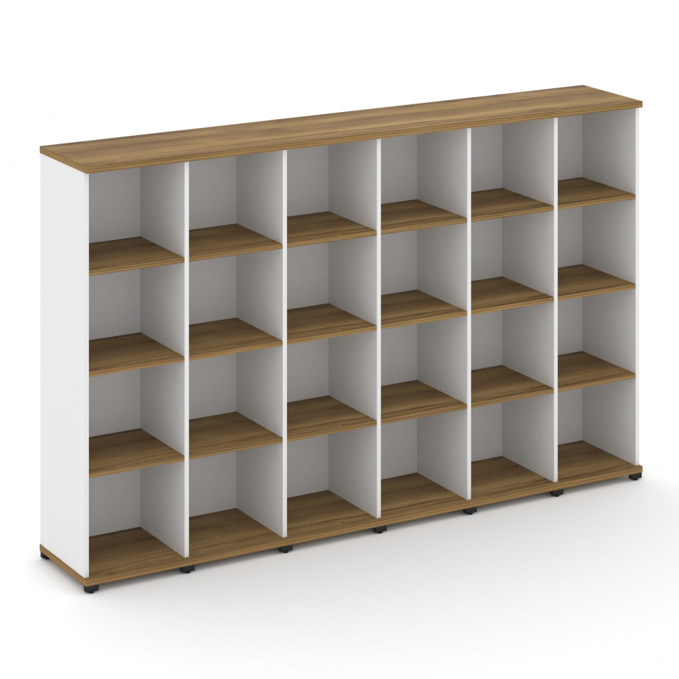 Concept Стеллаж 6 узких секций, 4 ниши CN.STU-460 Сандал Янтарный/Белый Бриллиант/Металл Черный 2500