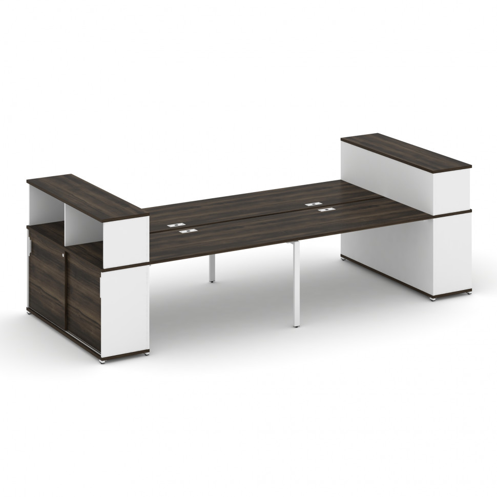 Concept Рабочая станция с опорными шкафами-купе с надставкой низ. CN.DRS-283 W Дуб Мали/Белый Брилли