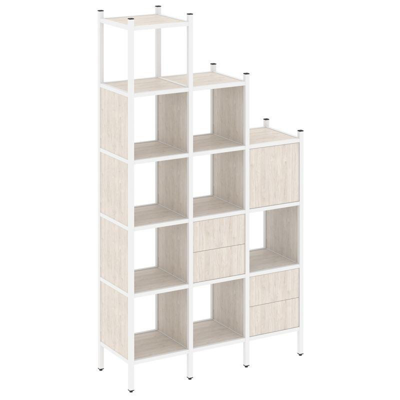 Loft Прямой стеллаж VR.L-21 Денвер Светлый/Металл Белый 1278*446*2280 Loft Прямой стеллаж VR.L-21 Денвер Светлый/Металл Белый 1278*446*2280