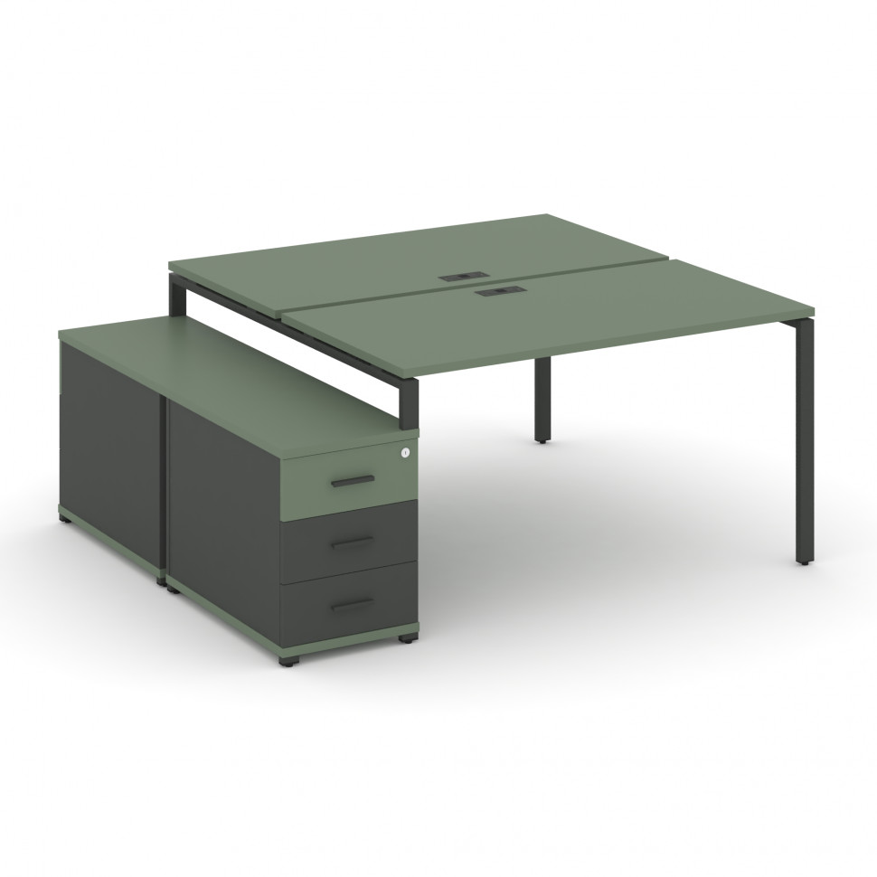 Concept Рабочая станция 2 места с двухсторонней опорной тумбой CN.DRS-304 A Кобо/Антрацит/Металл Ант